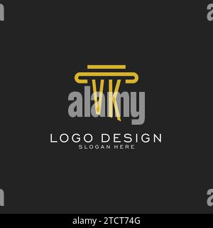 VK initial logo with simple pillar style design vector graphic Stock Vector