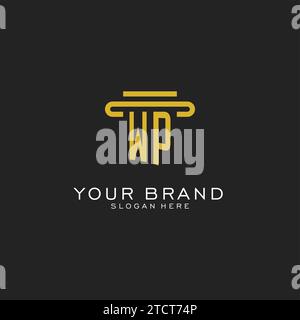 WP initial logo with simple pillar style design vector graphic Stock Vector