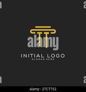TT initial logo with simple pillar style design vector graphic Stock Vector