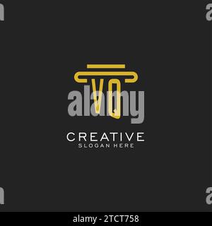 VQ initial logo with simple pillar style design vector graphic Stock Vector