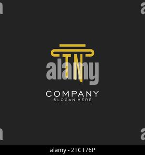 TN initial logo with simple pillar style design vector graphic Stock Vector