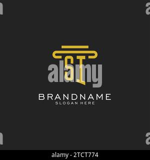 SI initial logo with simple pillar style design vector graphic Stock Vector