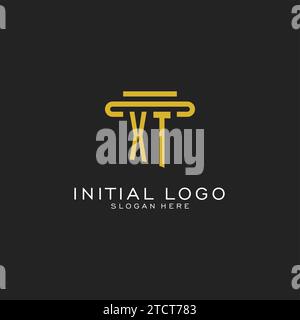XT initial logo with simple pillar style design vector graphic Stock Vector