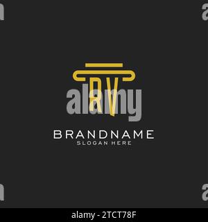 RV initial logo with simple pillar style design vector graphic Stock Vector
