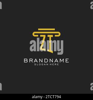 ZI initial logo with simple pillar style design vector graphic Stock Vector