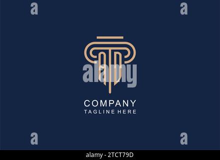 AD initial pillar logo, elegant and luxury law firm logo design ideas Stock Vector