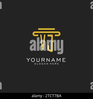 VJ initial logo with simple pillar style design vector graphic Stock Vector