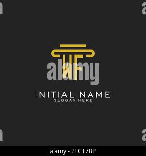 WF initial logo with simple pillar style design vector graphic Stock Vector