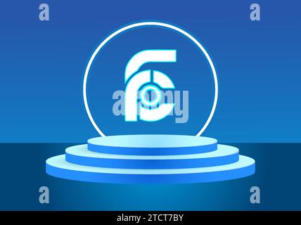 Letter FC blue logo sign. Vector logo design for business. Stock Vector