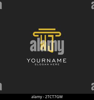 WJ initial logo with simple pillar style design vector graphic Stock Vector