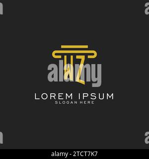 WZ initial logo with simple pillar style design vector graphic Stock Vector