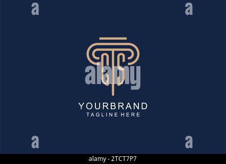 CS initial pillar logo, elegant and luxury law firm logo design ideas Stock Vector