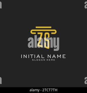 ZS initial logo with simple pillar style design vector graphic Stock Vector