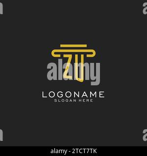 ZU initial logo with simple pillar style design vector graphic Stock Vector