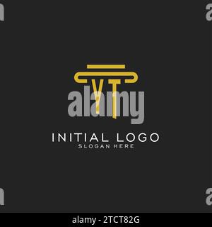 YT initial logo with simple pillar style design vector graphic Stock Vector