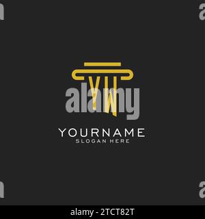 YW initial logo with simple pillar style design vector graphic Stock Vector