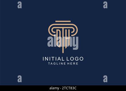 DH initial pillar logo, elegant and luxury law firm logo design ideas Stock Vector