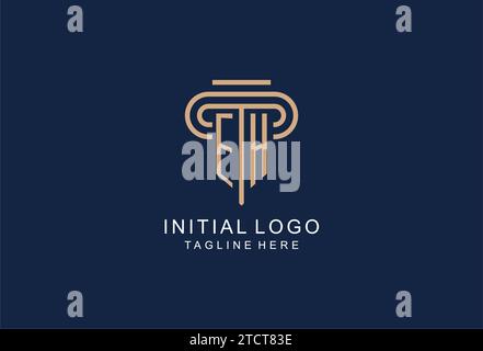 EH initial pillar logo, elegant and luxury law firm logo design ideas Stock Vector