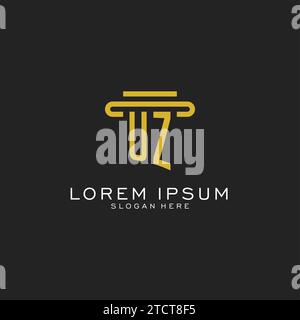 UZ initial logo with simple pillar style design vector graphic Stock Vector