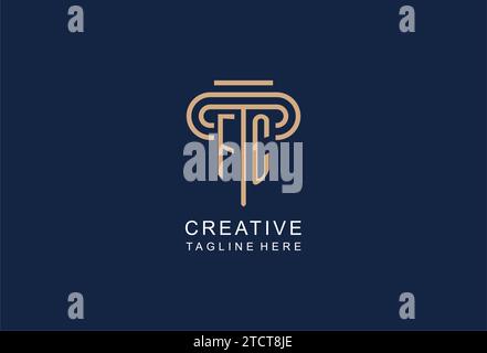 FC initial pillar logo, elegant and luxury law firm logo design ideas Stock Vector