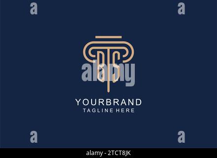 BS initial pillar logo, elegant and luxury law firm logo design ideas Stock Vector