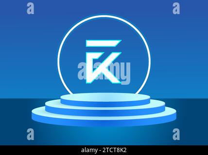Letter FK blue logo sign. Vector logo design for business. Stock Vector