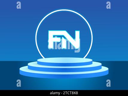 Letter FN blue logo sign. Vector logo design for business. Stock Vector