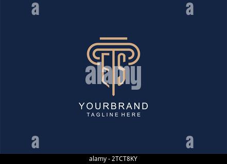 ES initial pillar logo, elegant and luxury law firm logo design ideas Stock Vector