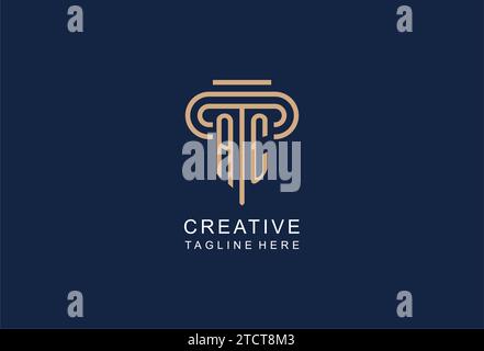 AC initial pillar logo, elegant and luxury law firm logo design ideas Stock Vector