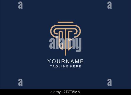 CE initial pillar logo, elegant and luxury law firm logo design ideas Stock Vector