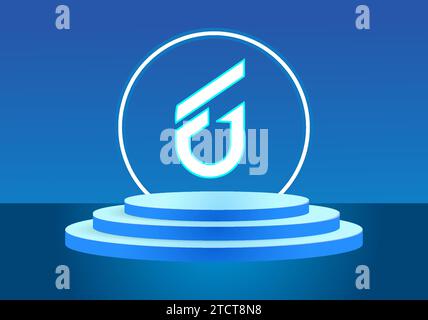 Letter FU blue logo sign. Vector logo design for business. Stock Vector