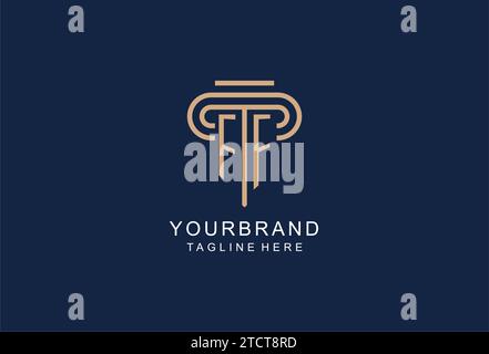 FF initial pillar logo, elegant and luxury law firm logo design ideas Stock Vector
