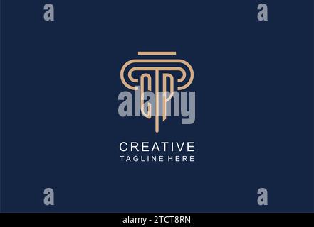 CP initial pillar logo, elegant and luxury law firm logo design ideas Stock Vector