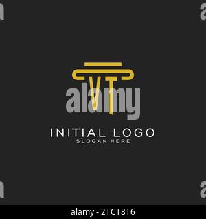 VT initial logo with simple pillar style design vector graphic Stock Vector