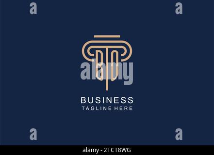 BO initial pillar logo, elegant and luxury law firm logo design ideas Stock Vector