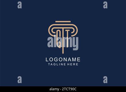 CT initial pillar logo, elegant and luxury law firm logo design ideas Stock Vector
