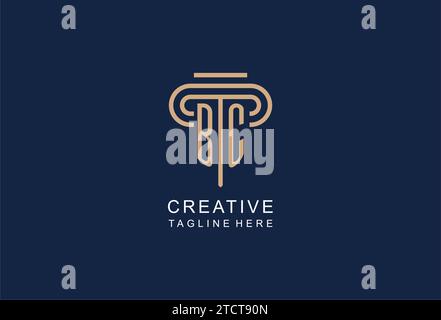 BC initial pillar logo, elegant and luxury law firm logo design ideas Stock Vector