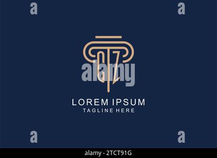 CZ initial pillar logo, elegant and luxury law firm logo design ideas Stock Vector
