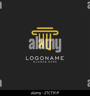 WU initial logo with simple pillar style design vector graphic Stock Vector