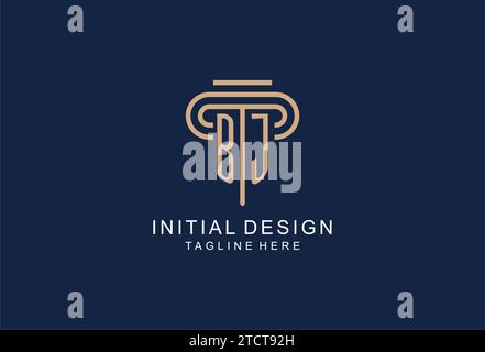 BJ initial pillar logo, elegant and luxury law firm logo design ideas Stock Vector