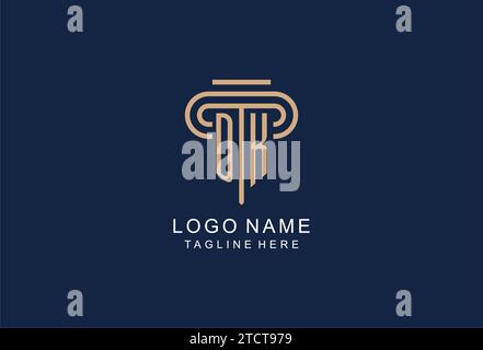 DK initial pillar logo, elegant and luxury law firm logo design ideas Stock Vector