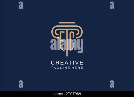 EC initial pillar logo, elegant and luxury law firm logo design ideas Stock Vector