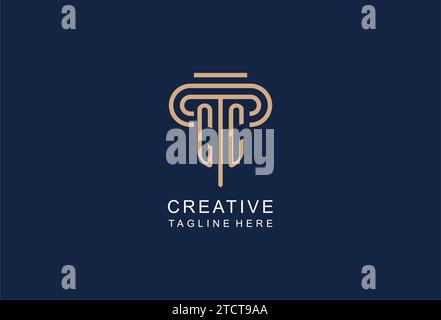 CC initial pillar logo, elegant and luxury law firm logo design ideas Stock Vector