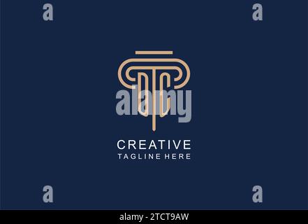 DC initial pillar logo, elegant and luxury law firm logo design ideas Stock Vector