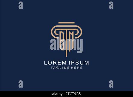 BM initial pillar logo, elegant and luxury law firm logo design ideas Stock Vector