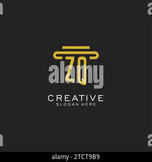 ZQ initial logo with simple pillar style design vector graphic Stock Vector