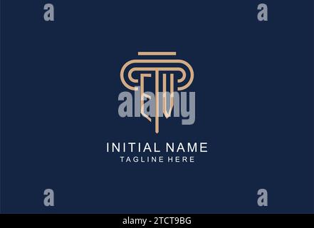 EV initial pillar logo, elegant and luxury law firm logo design ideas Stock Vector