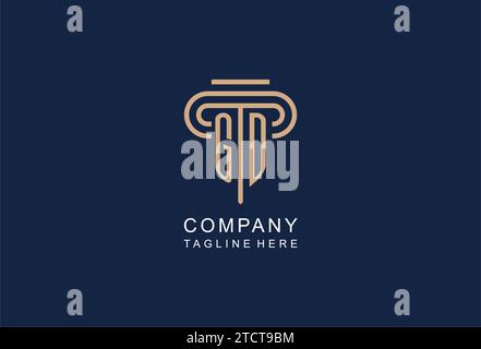 GD initial pillar logo, elegant and luxury law firm logo design ideas Stock Vector