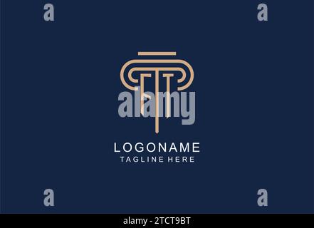 FT initial pillar logo, elegant and luxury law firm logo design ideas Stock Vector