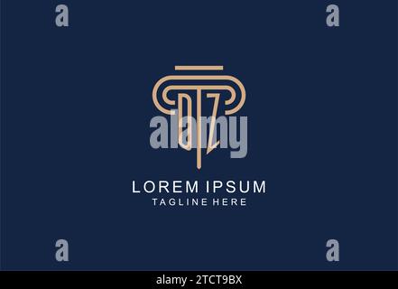 DZ initial pillar logo, elegant and luxury law firm logo design ideas Stock Vector